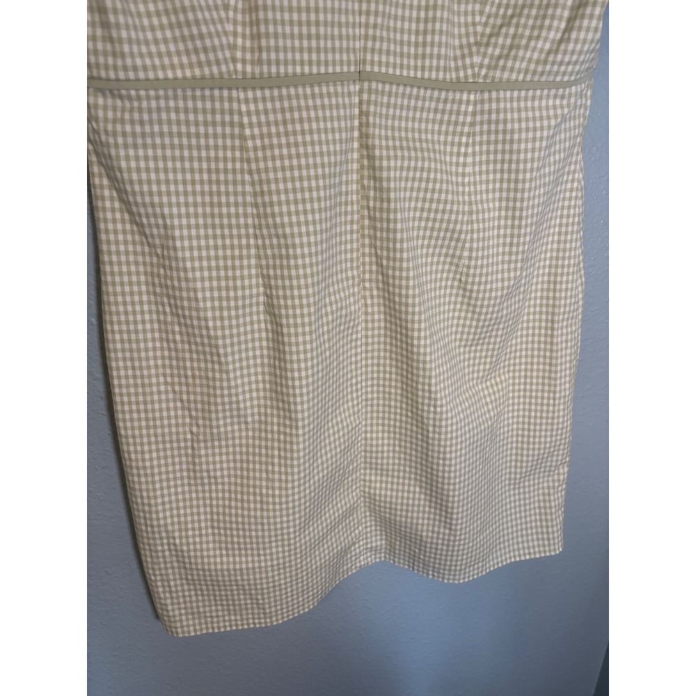 Vintage Eddie Bauer Sage Green Gingham Empire Waist Dress Petite 18 Cotton - Picture 7 of 7